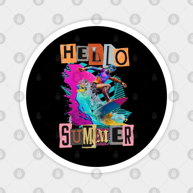 Surfing Therepy Hello Summer Surfing Sport Gift Magnet by Customo